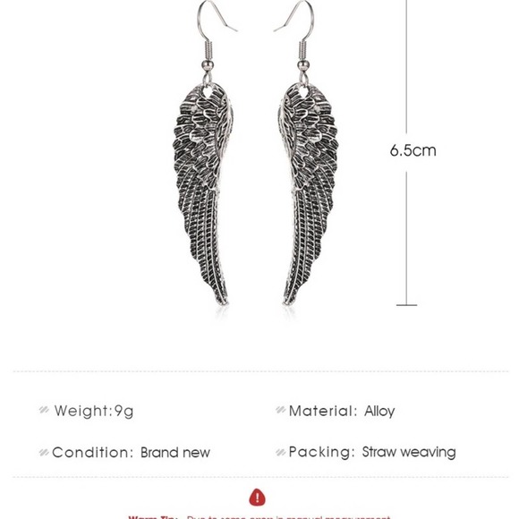 Boho Festival Sexy Angel Wings Silver Earrings B0047 - Picture 6 of 8